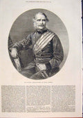 Original Old Antique Print Portrait Sandhurst Lieutenant General Mansfield 1871