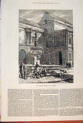 Original Old Antique Print Fountain Seville Macquoid Painting Fine Art 1871 19th