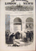 Original Old Antique Print Paris France Civil War Louvre Petroleum Woman 1871