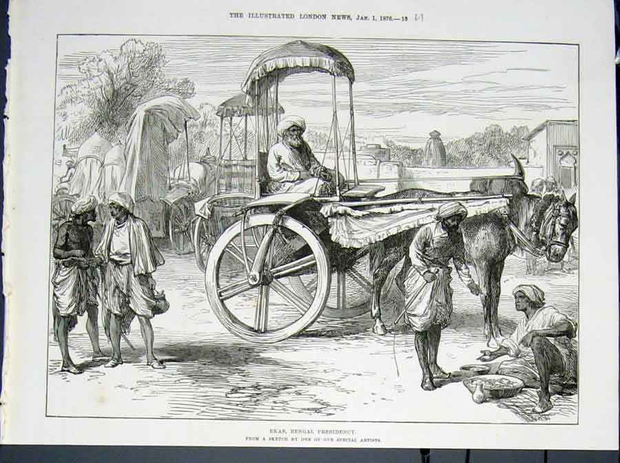 Original Old Antique Print Ekas Bengal President India Bengalese 1876 Victorian