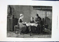 Original Old Antique Print Saying Grace Neuhuys Table Dinner Fine Art 1876 19th
