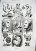 Original Old Antique Print Castellani British Museum London Statue 1876 19th