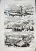 Original Old Antique Print Herzegovina War Sketches Fortress Village Battlefield