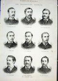 Original Old Antique Print Portrait Boat Race Crew Cambridge Oxford 1876 London