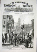 Original Old Antique Print Street Philadelphia Festival Exhibition America 1876
