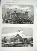 Original Old Antique Print Judge'S Hall Pavilion American Festival Philadelphia
