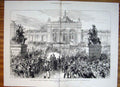 Original Old Antique Print President Grant American Centennial Exhibition 1876