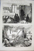 Original Old Antique Print Accident St George'S Hospital London Cistern Ro1876