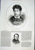 Original Old Antique Print Portrait Dudevant Georges Sand Thornbury 1876 19th
