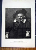 Original Old Antique Print Admiral Van Tromp Rembrandt Fine Art 1876 Victorian