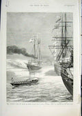Original Old Antique Print Osborne Ship Steamer Pekin Suez Canal Serapis Yacht