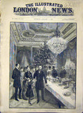 Original Old Antique Print San Remo Prince Billiard Vella Zirio Christmas 1888