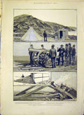 Original Old Antique Print Turkish Artillery Dynamite Shells Dardanelles 1888