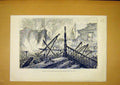 Original Old Antique Print Bolton Theatre Fire Wreck Ruins 1888 19th