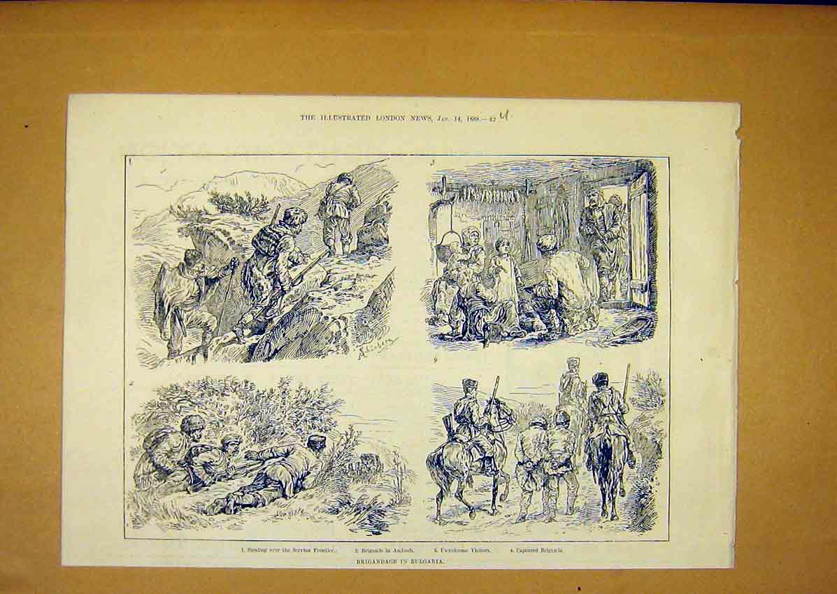 Original Old Antique Print Brigandage Bulgaria Servian Frontier Brigan 1888