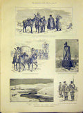 Original Old Antique Print Army Military Cossack Russian Officer Infantry 1888