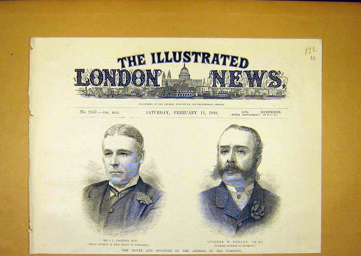 Original Old Antique Print House Commons Wharton Duncan Portrait 1888 Victorian