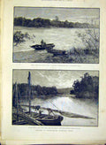 Original Old Antique Print Sketches Africa Maputa River Alcohol Portugese 1888