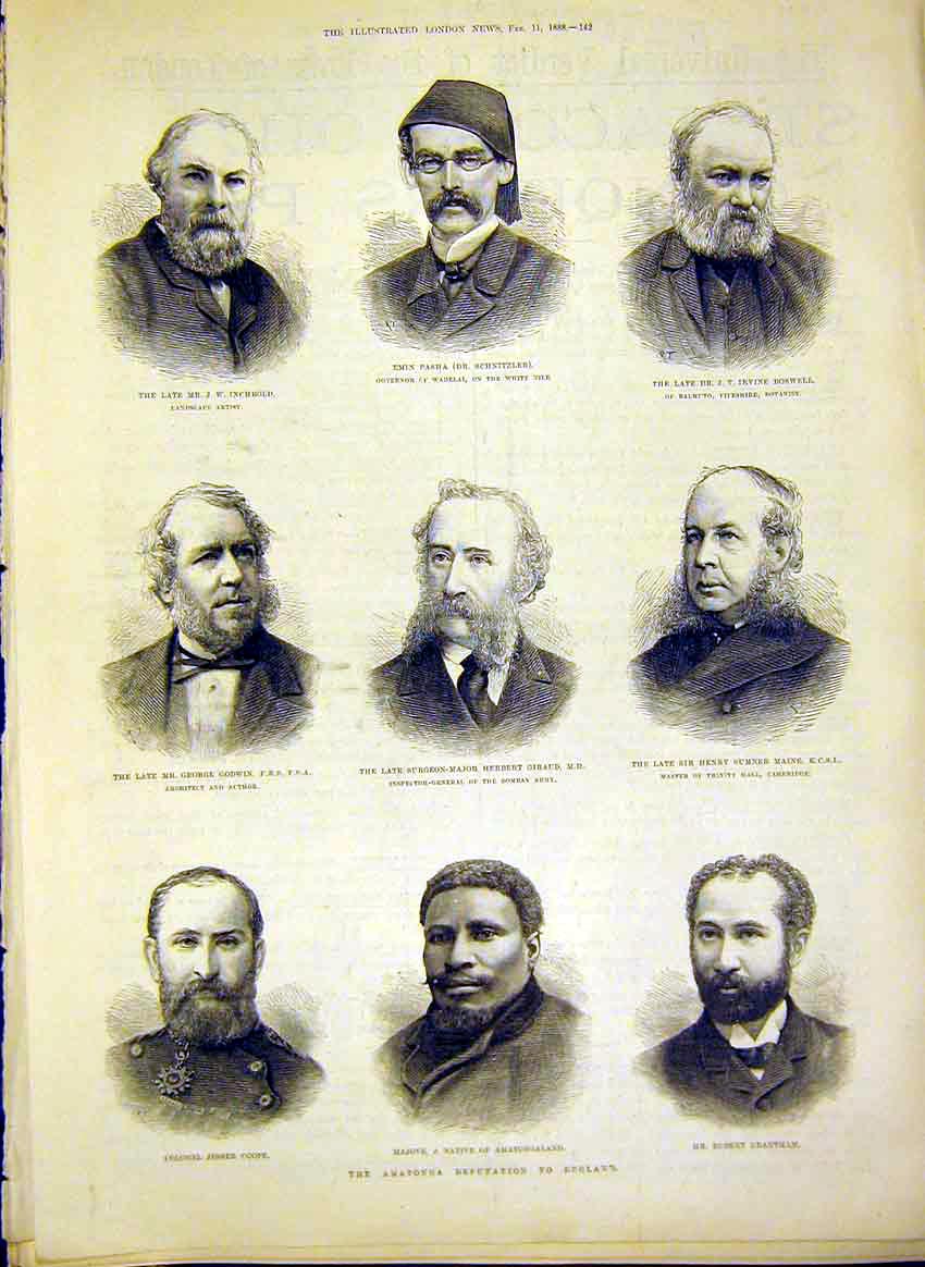 Original Old Antique Print Portrait Amatonga Deputation England 1888 Victorian