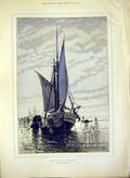 Original Old Antique Print Lagunes Venice Montalba Boat Fine Art 1888 Victorian