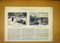Original Old Antique Print Leicestershire Snow Manchester Ship Canal 1888 19th