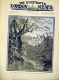 Original Old Antique Print Sandringham Norfolk Prince Princess Wales Residence