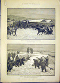 Original Old Antique Print Army Austrian Russian Poland Cavalry 1888 Riedel