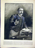 Original Old Antique Print Portrait Ritchie Local Government Bill 1888 Victorian