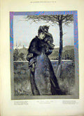 Original Old Antique Print Cruel East-Wind Lady Coat Knowles Fine Art 1888 19th
