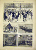 Original Old Antique Print Ottawwa Canada Maypole Asmara Algiers Florence 1888