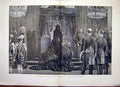 Original Old Antique Print Empress Mourning Court Schloss Berlin Germany 1888