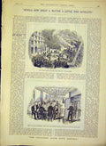 Original Old Antique Print Firemen Fire Brigade Chancery Lane Safe Deposit 1888