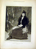 Original Old Antique Print Portrait Daughter Duran Fine Art 1888 Lady Victorian