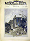 Original Old Antique Print Glasgow Exhibition Bishop'S Palace Scotland 1888 19th