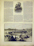 Old Antique Print King Sweden Norway Portrait German Emperor Hosang 1888 19th
