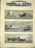 Original Old Antique Print Valparaiso Ray Navy Mersey Liverpool Brighton 1888