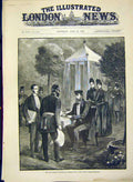 Original Old Antique Print Emperor Fredericktent Park Charlottenburg 1888 19th