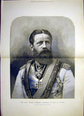 Original Old Antique Print German Emperor King Prussia Frederick Portrait 1888