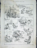 Original Old Antique Print Brudder Jake Pig Sketch Cartoon New Year