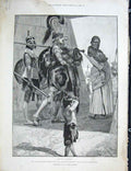 Original Old Antique Print Haggard Cleopatra Woodville Pharaoh 1889 Victorian