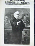 Original Old Antique Print Bright Portrait House Commons 1889 19th