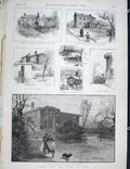 Original Old Antique Print Bright One Ash Rochdale 1889 19th Century