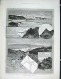Original Old Antique Print Tangier Cape Spartel Morocco Africa Lighthouse 1889