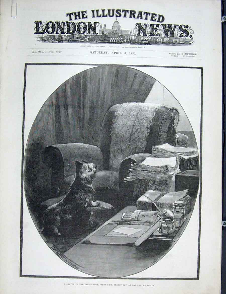 Old Antique Print Bright Sketch Rochdale One Ash Coffin Manchester 1889 19th