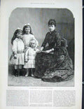 Original Old Antique Print Spain Queen Regent Children Fine Art 1889 Victorian