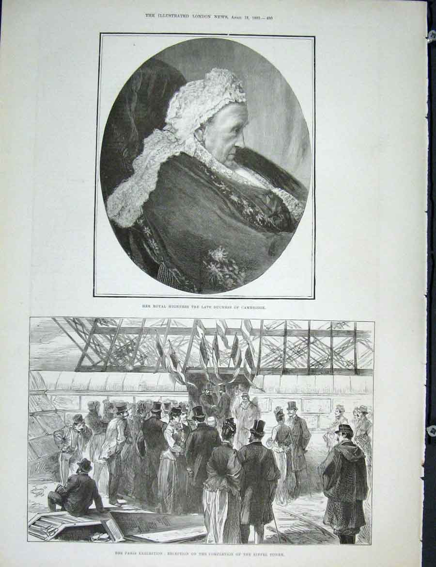 Old Antique Print Portrait Duchess Cambridge Paris Exhibition Eiffel 1889 19th