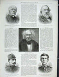 Original Old Antique Print Portrait Chevreul Ouseley Williams Pollen Ward 1889