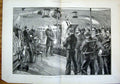 Original Old Antique Print Man-Of-War Sunday Service Man War Ship 1889 19th