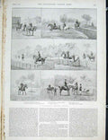 Original Old Antique Print Horses Schoolboys Hyde Park London 1889 Victorian