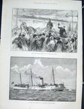 Old Antique Print Boulanger Charing Cross Station French Navy Condor 1889 19th